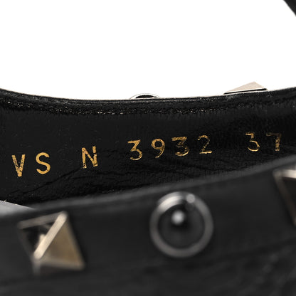 Valentino Garavani Pebbled Calfskin Onyx Rockstud Rolling Ankle Strap 100mm Pumps 37 Black 7 of 10