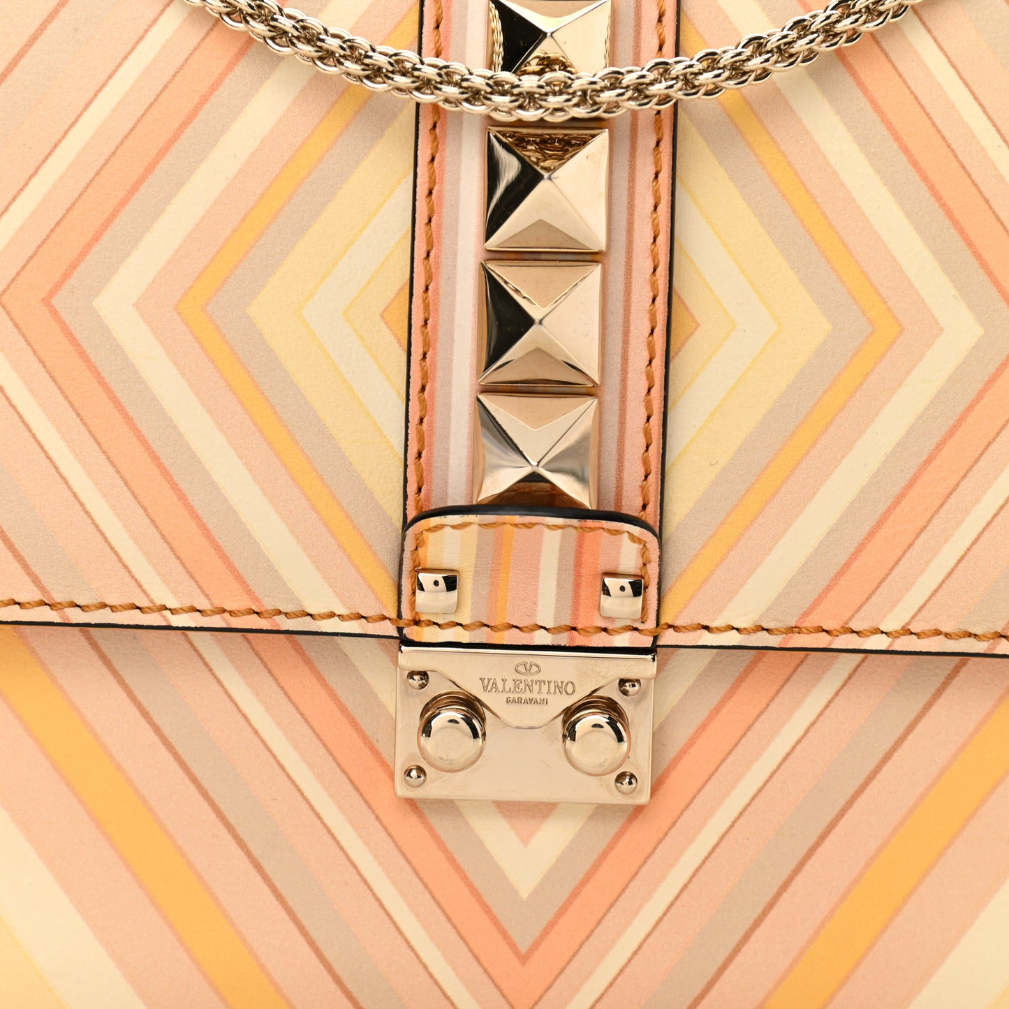 Vitello Native Couture 1975 Medium Glam Lock Rockstud Flap Mandarin Sorbet