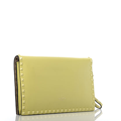 Valentino Garavani Nappa Monochrome Rockstud Wristlet Clutch Soft Yellow 3 of 13