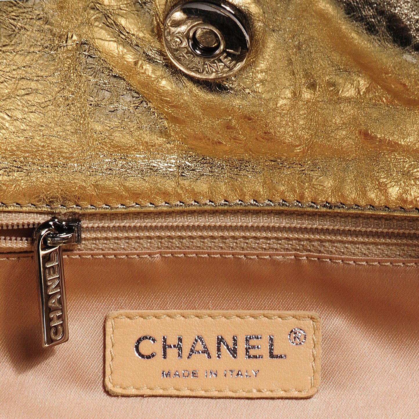 Metallic Perforated Lambskin Hollywood Hobo Gold