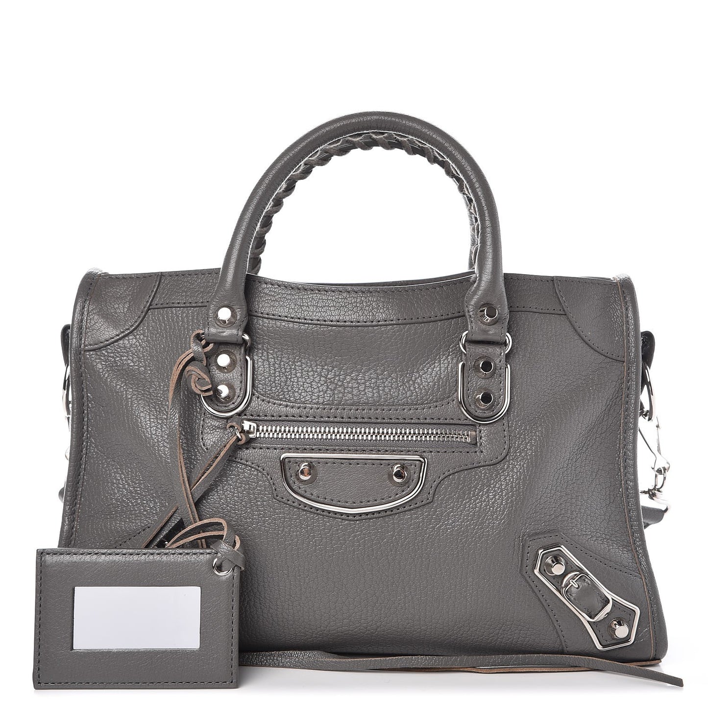 Chevre Silver Metallic Edge Hardware S City Gris Acier