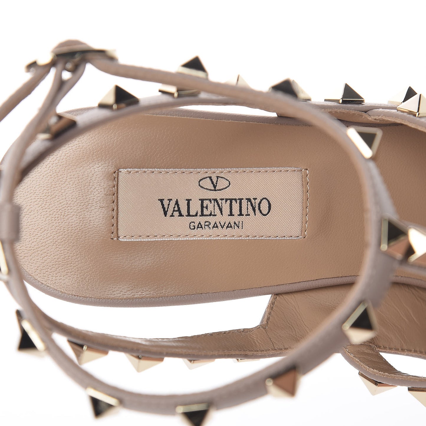 Patent Nappa Rockstud Ankle Strap 100mm Pumps 38 Poudre