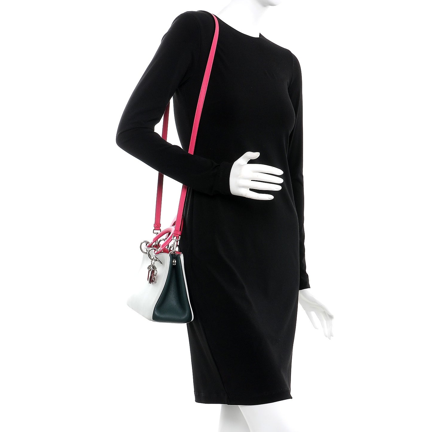Calfskin Tri-Color Mini Diorissimo Tote Grey Dark Green Pink