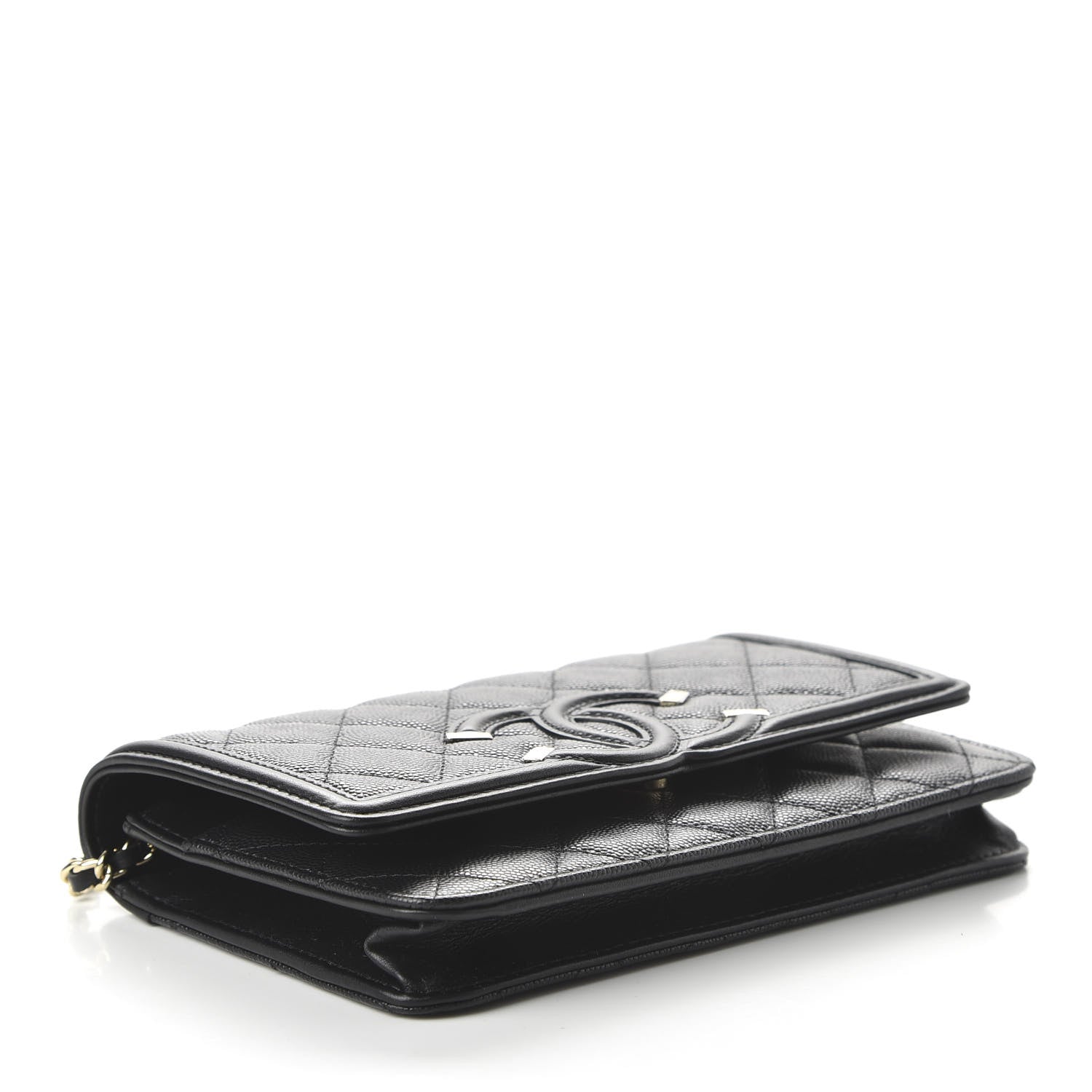 Chanel Caviar Quilted CC Filigree Wallet On Chain WOC Black 4 of 12
