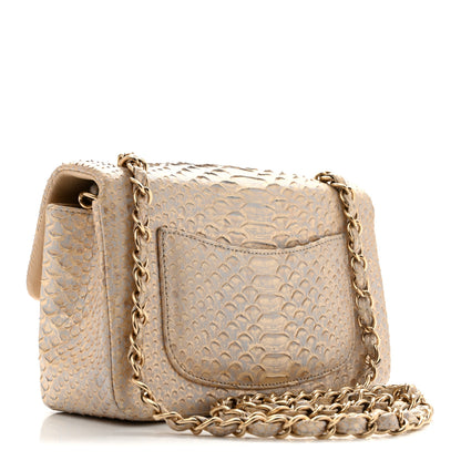 Chanel Metallic Snakeskin Mini Rectangular Flap White Gold 5 of 29
