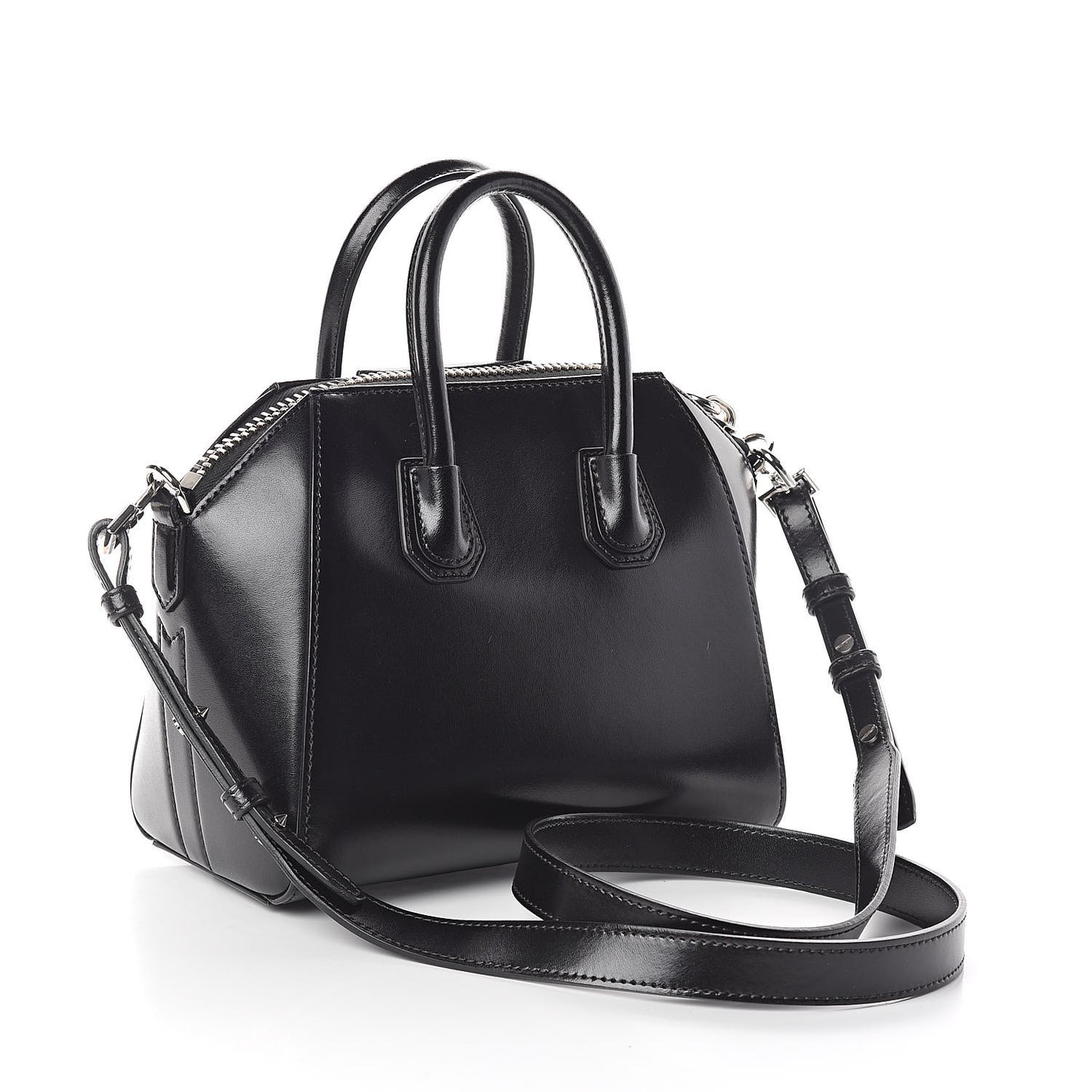 Shiny Lord Calfskin Mini Antigona Black