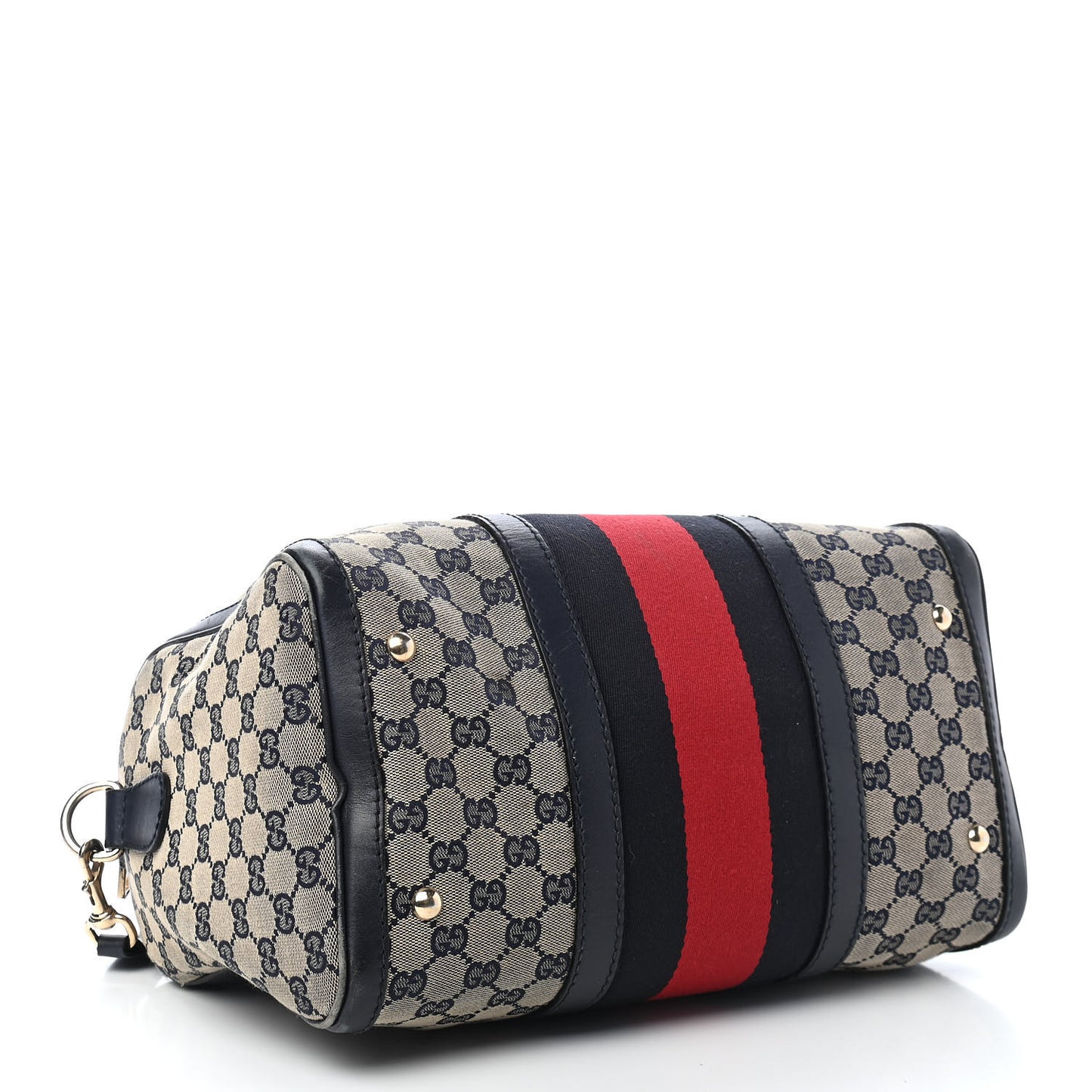Monogram Selleria Calfskin Vintage Web Medium Boston Beige Blue