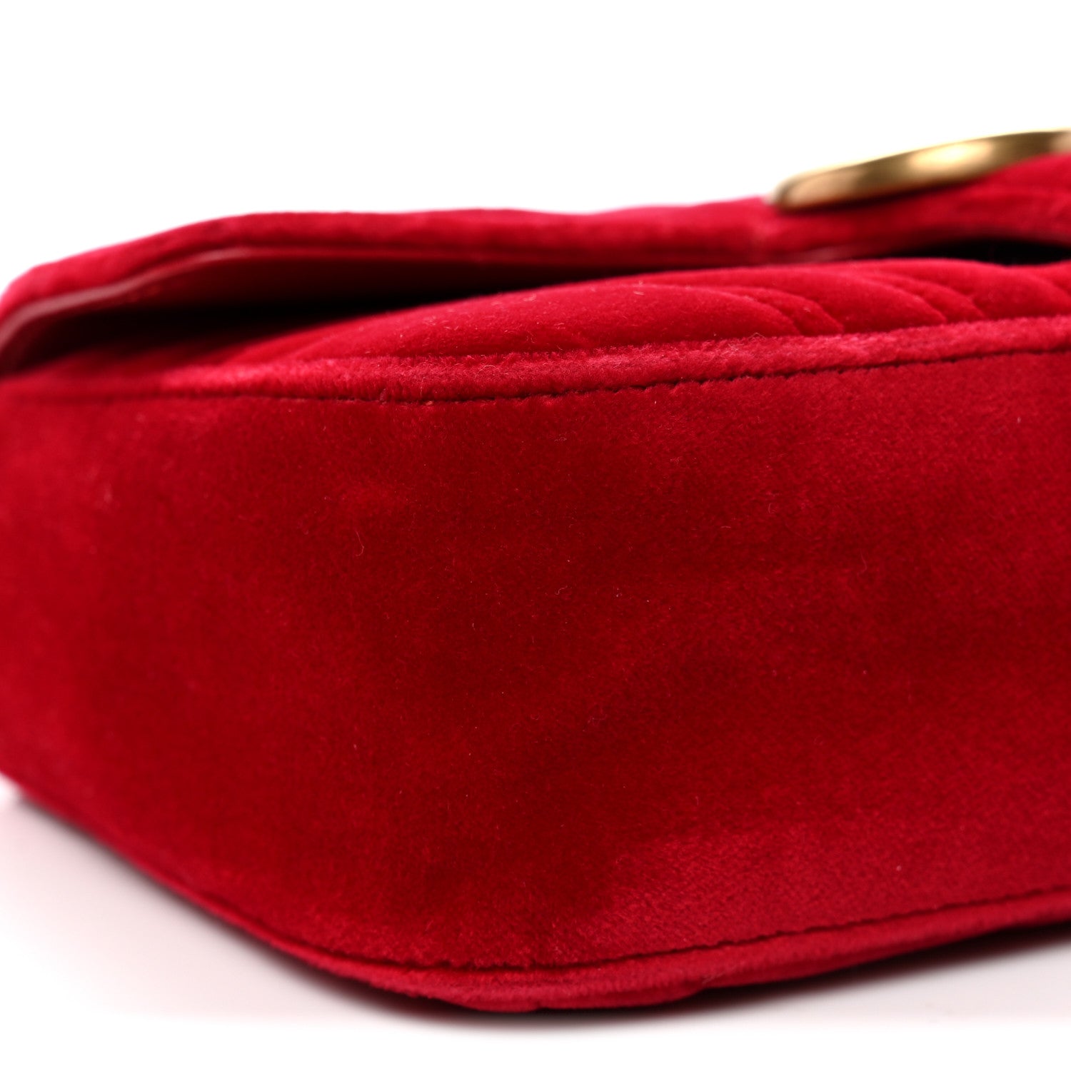 Gucci Velvet Matelasse Mini GG Marmont Shoulder Bag Hibiscus Red