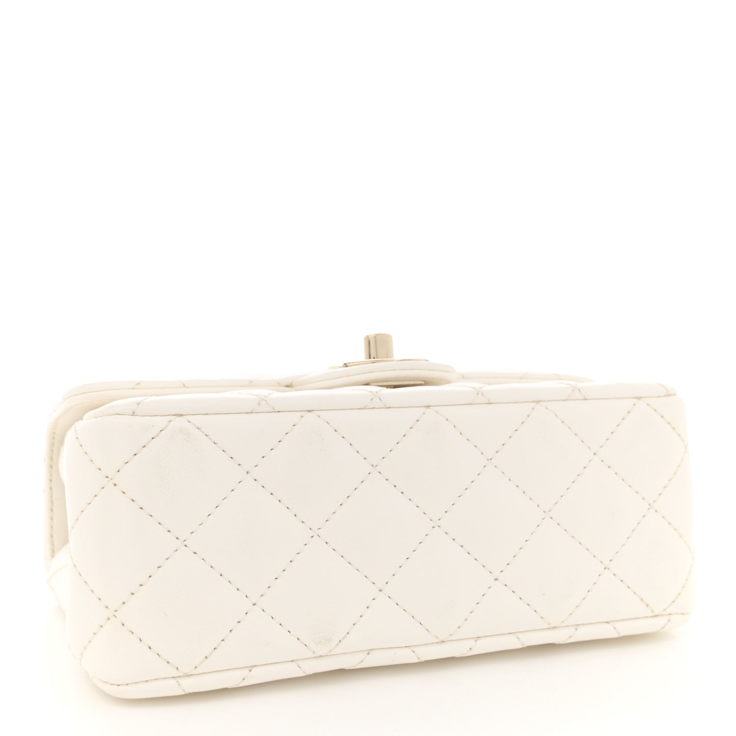 Lambskin Quilted Mini Crystal Top Handle Rectangular Flap White