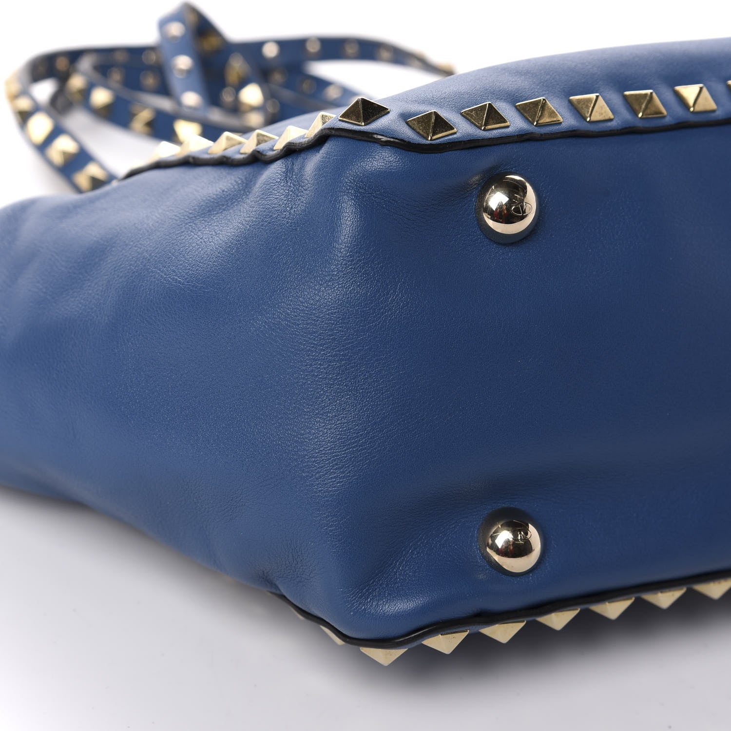 Valentino Garavani Vitello Small Rockstud Tote Blue Delft 6 of 9
