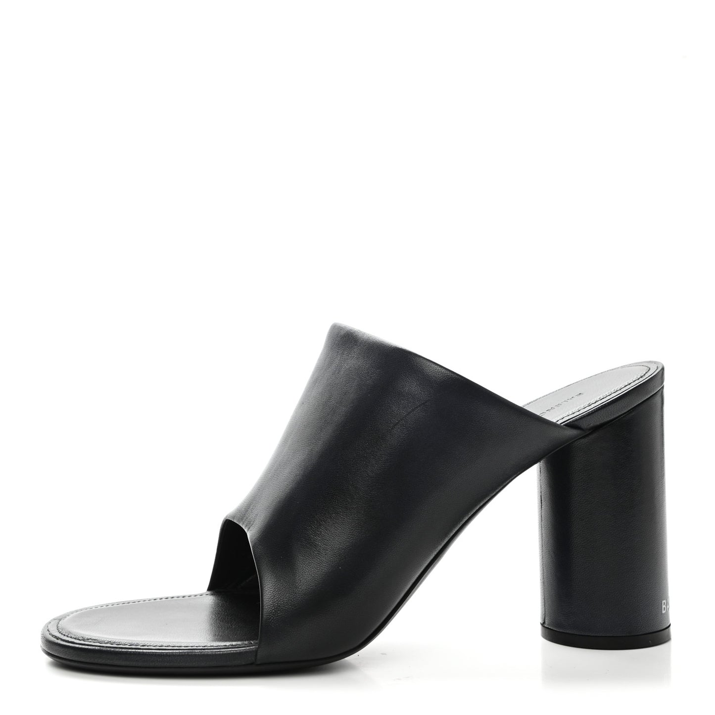 Shiny Sheepskin Oval 90mm Mule Pump 40 Navy