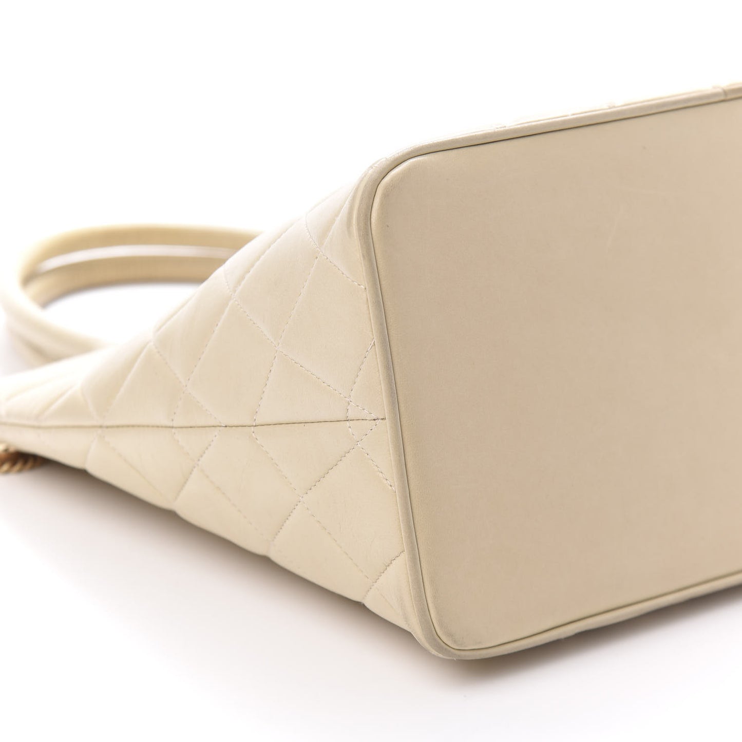 Lambskin Quilted Medallion Tote Light Beige