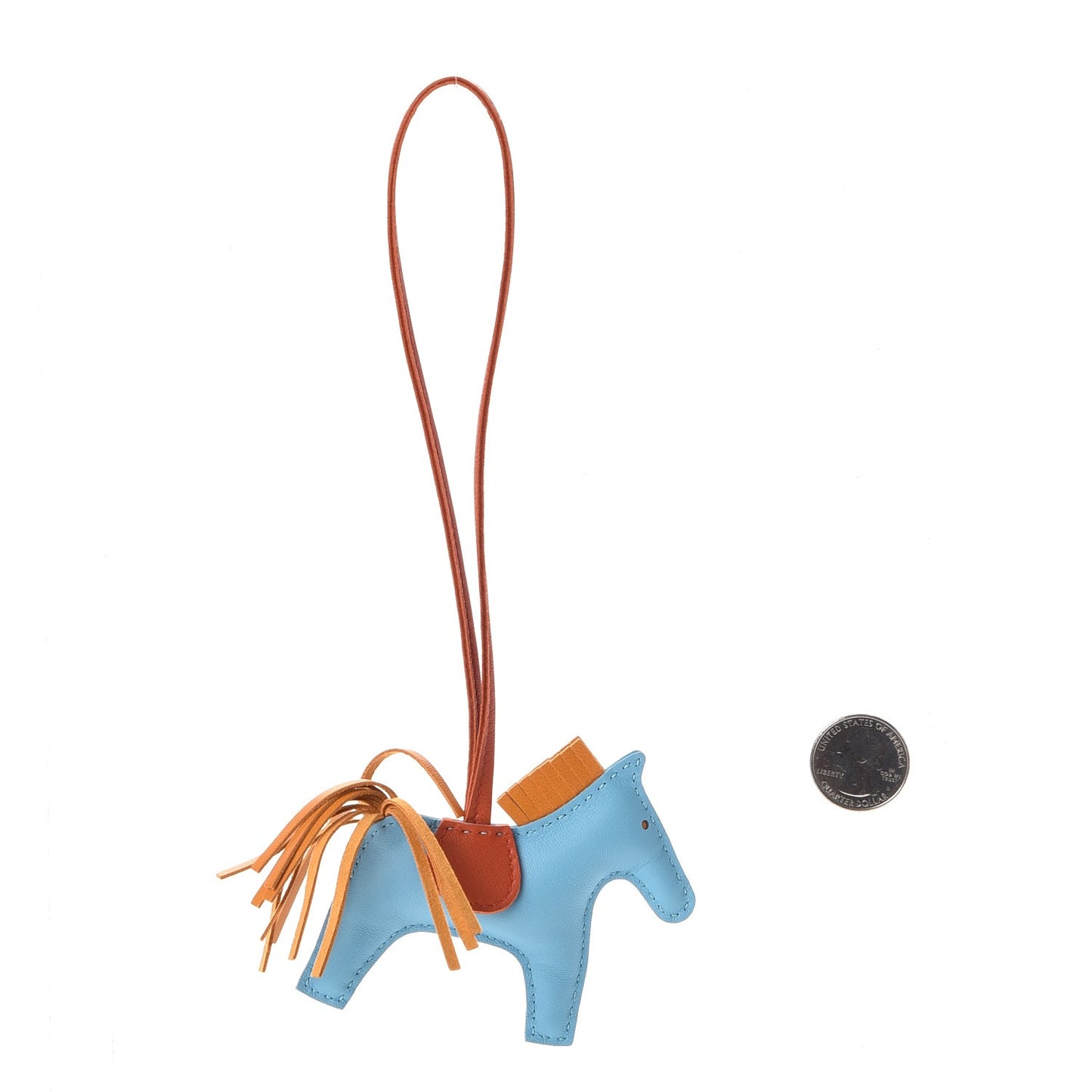 Milo Lambskin Grigri Rodeo Horse Bag Charm PM Celeste Naturel Bouton D'Or Cornaline