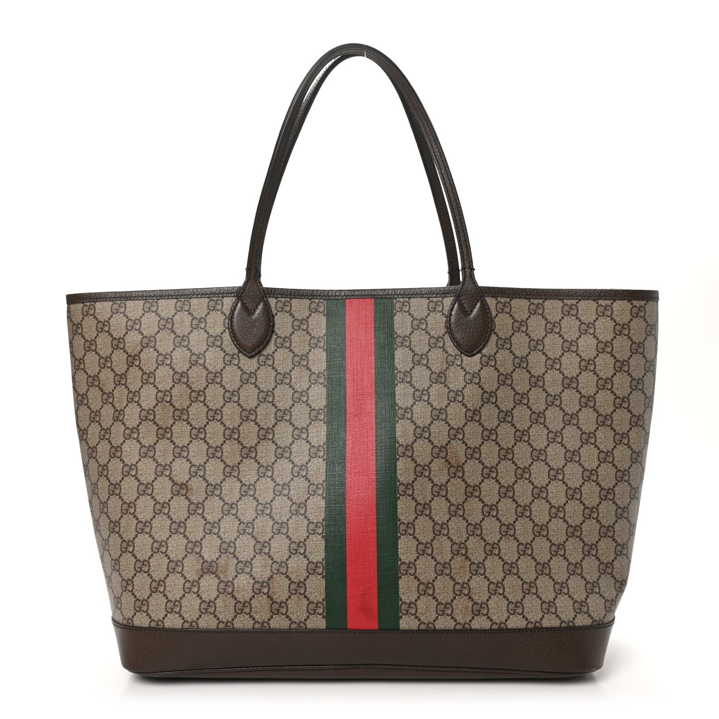 GG Supreme Monogram Textured Dollar Calfskin Web Large Ophidia Tote Beige Ebony New Acero