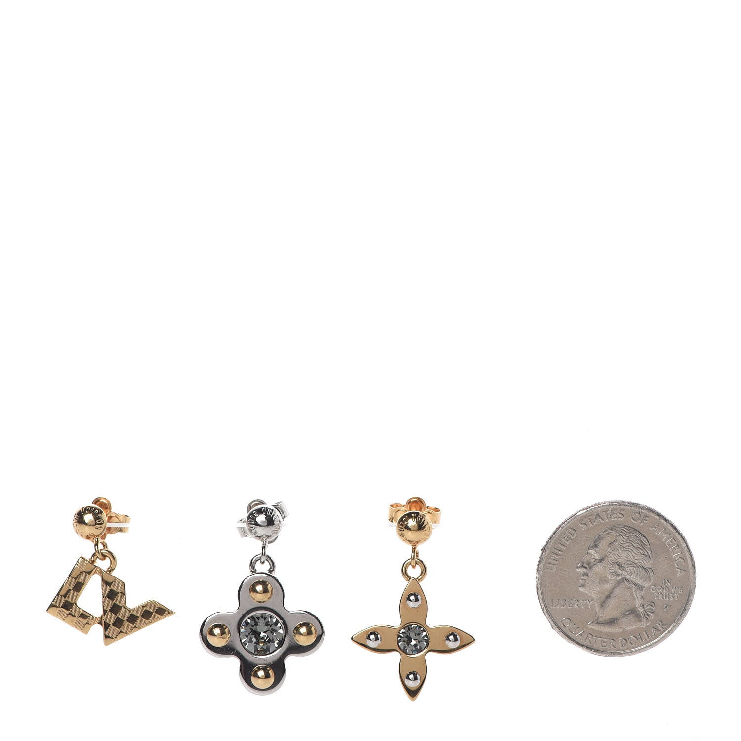 Louis Vuitton Swarovski Crystal Love Letter Timeless Ear Stud Earrings 2 of 4