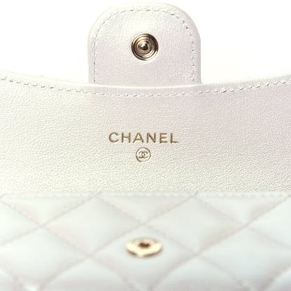 Chanel Iridescent Lambskin Quilted Flap Card Holder Wallet Ivory 6 of 8