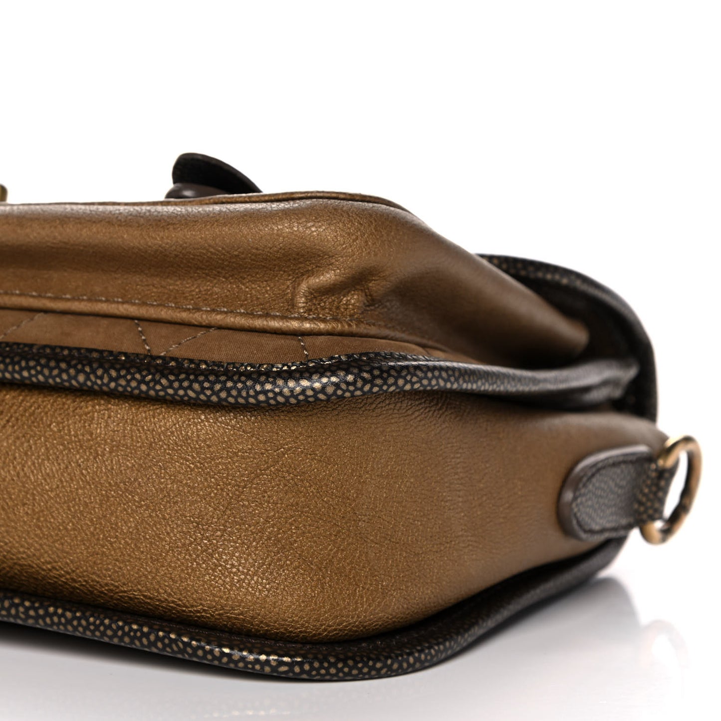 Iridescent Calfskin Back To School Messenger Flap Dark Gold