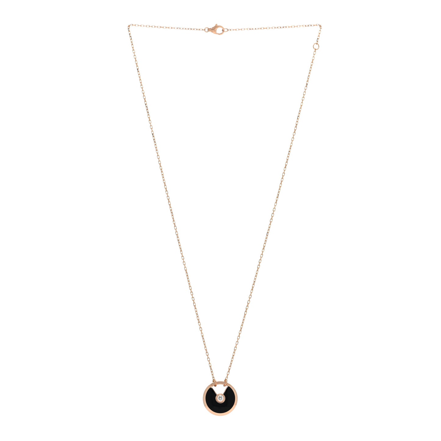 18K Pink Gold Diamond Black Onyx SM Amulette de Cartier Pendant Necklace