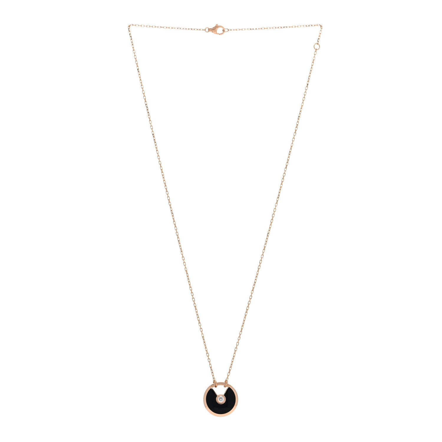 Cartier 18K Pink Gold Diamond Black Onyx SM Amulette de Cartier Pendant Necklace 3 of 4