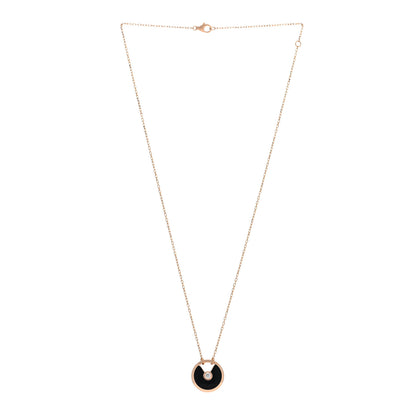 Cartier 18K Pink Gold Diamond Black Onyx SM Amulette de Cartier Pendant Necklace 3 of 4