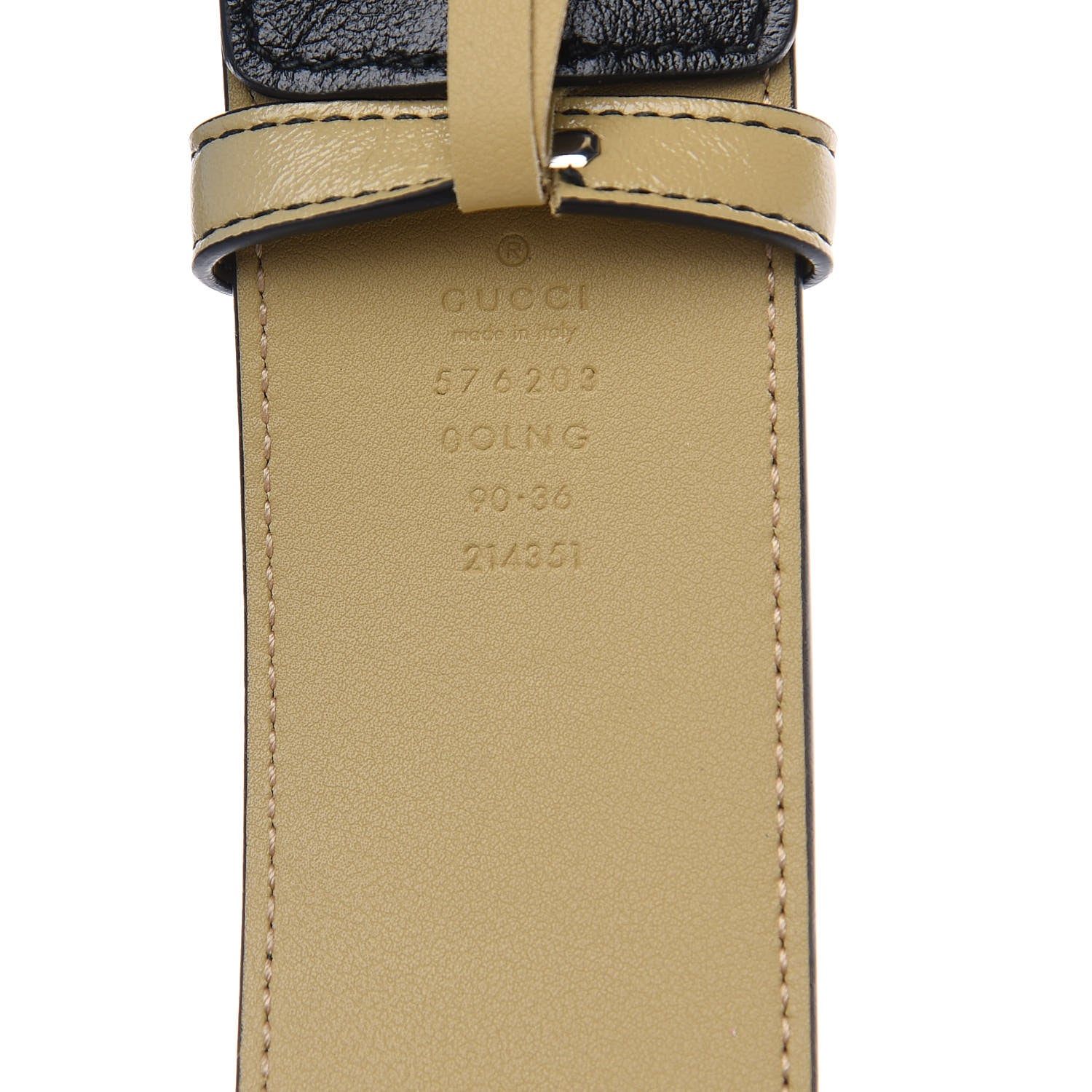 Gucci Calfskin Striped Textured Double G 50mm Belt 90 36 Black Beige 4 of 4