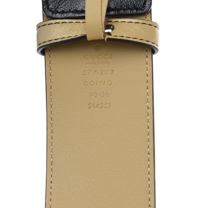 Gucci Calfskin Striped Textured Double G 50mm Belt 90 36 Black Beige 4 of 4