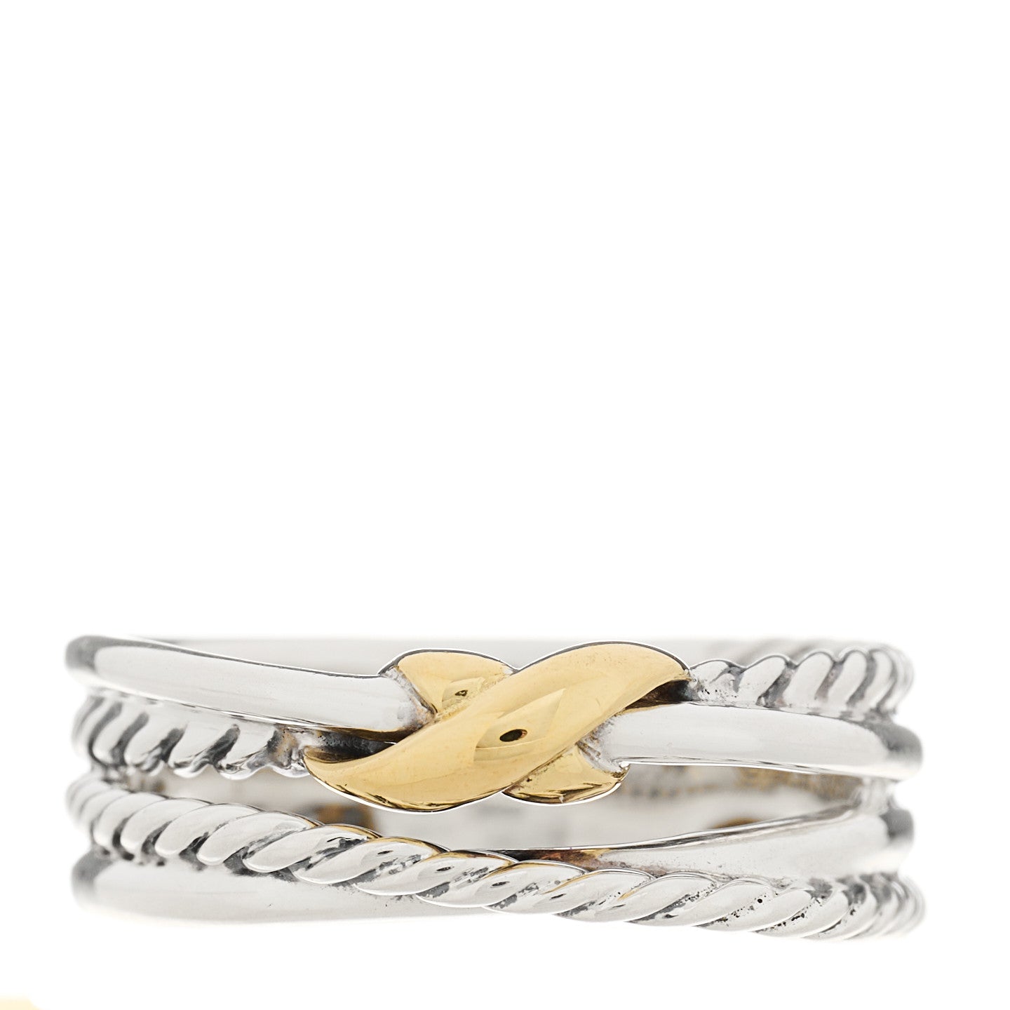 Sterling Silver 18K Yellow Gold 6mm X Crossover Ring 50 5.5