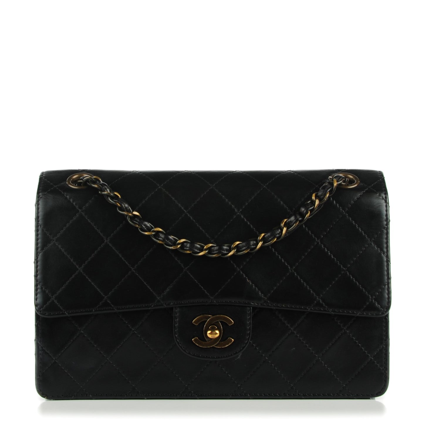Lambskin Quilted Medium Single Flap Black