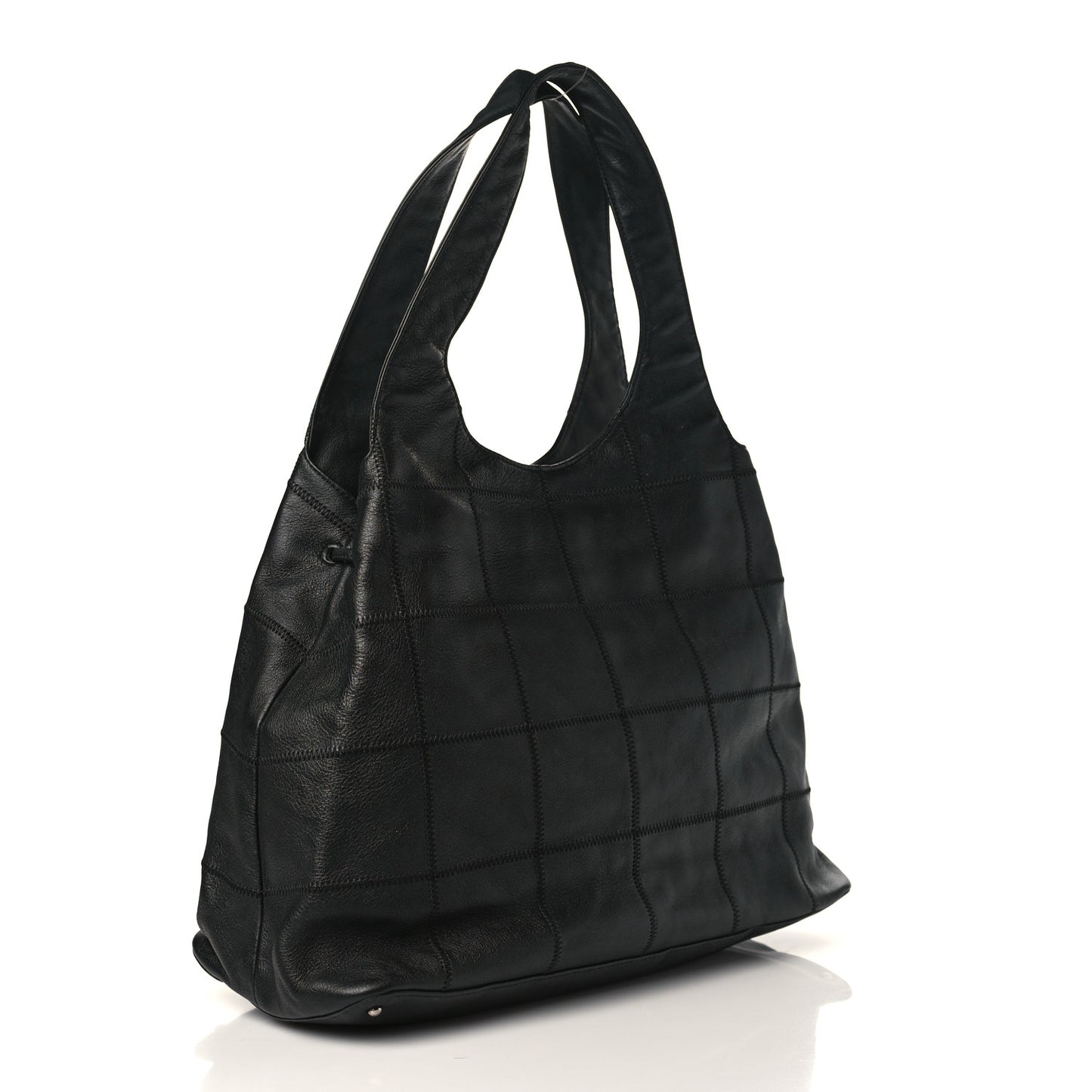 Calfskin Square Stitched Tassel Bag Black