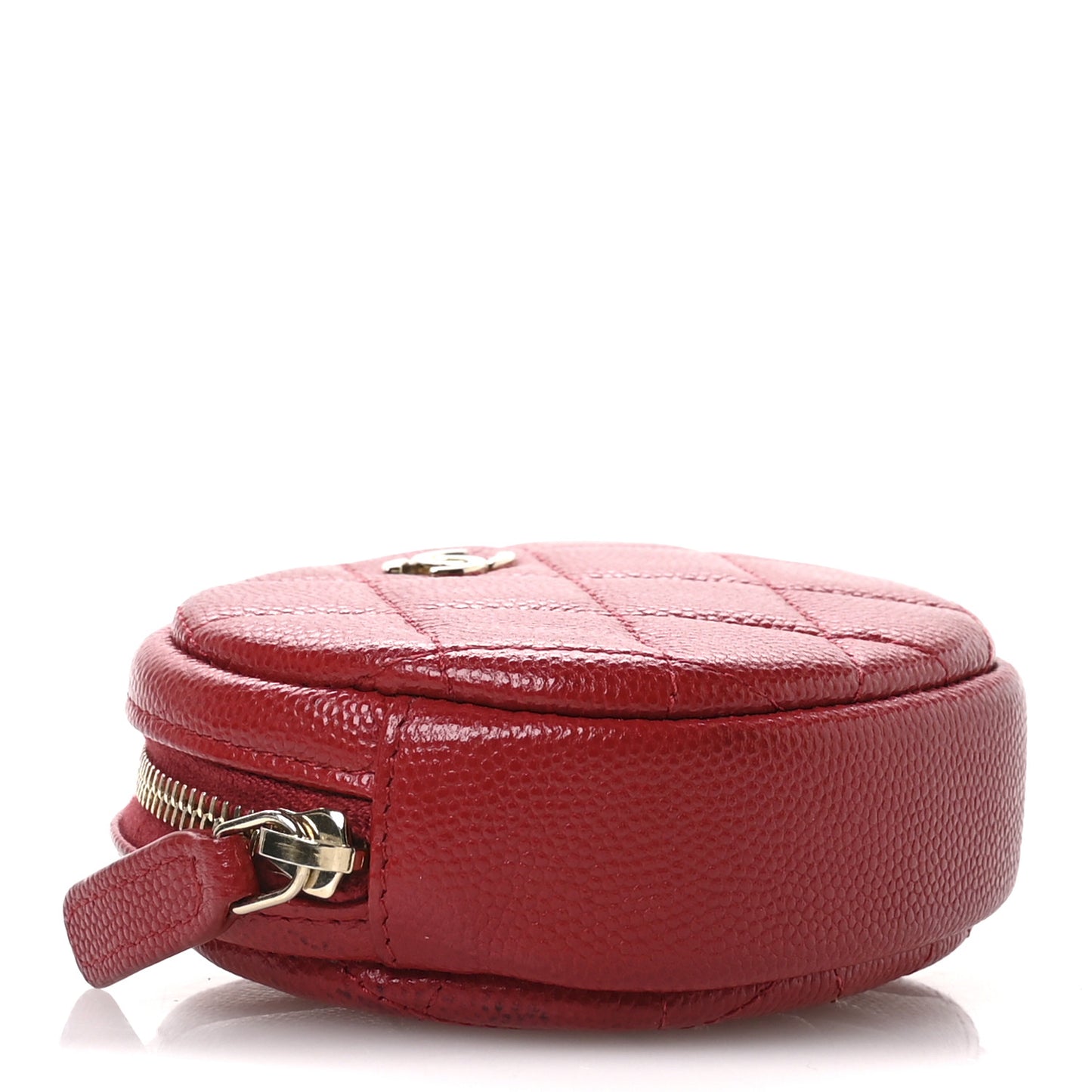 Caviar Quilted Zip Around Classic Coin Purse Red
