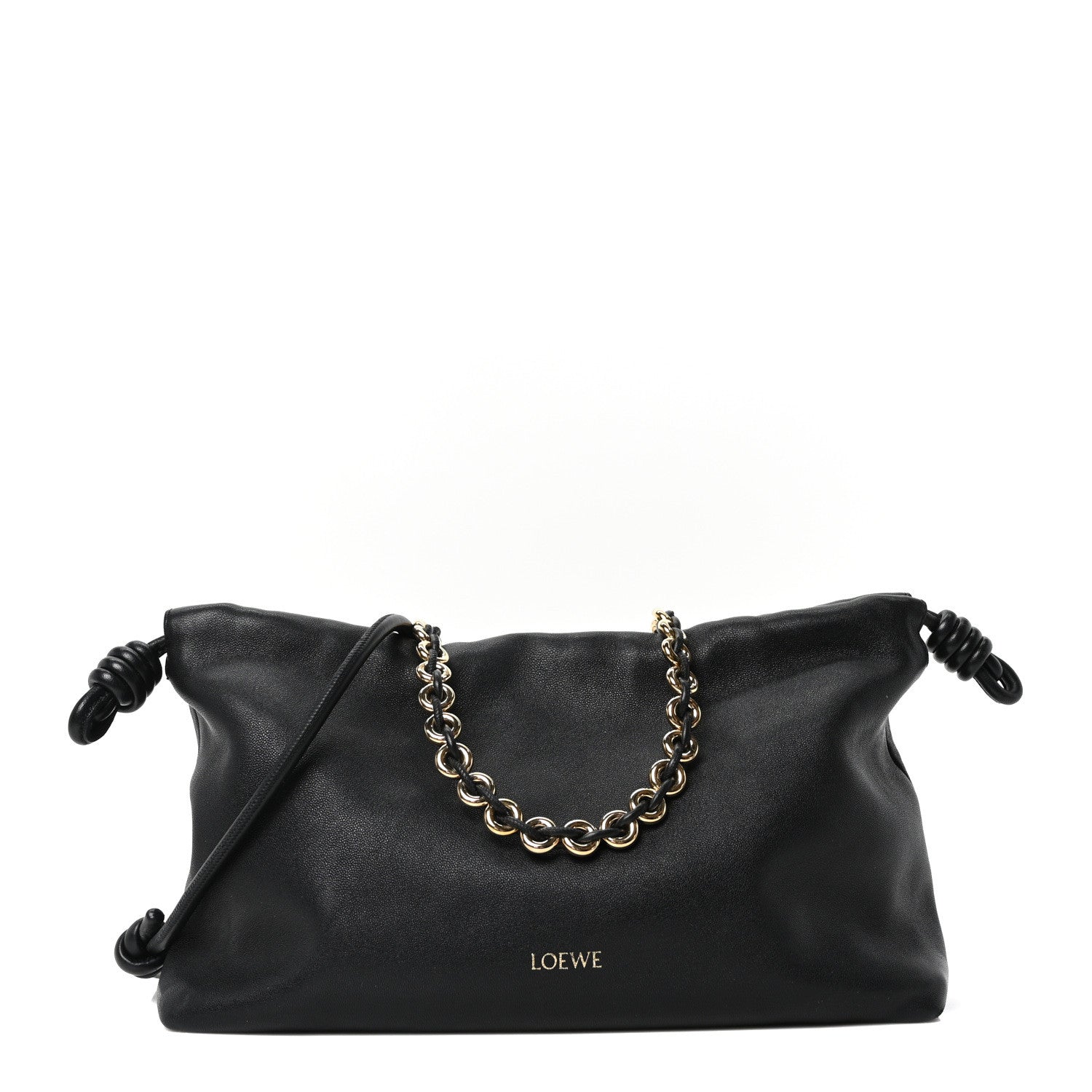 Loewe Mellow Nappa Medium Donut Chain Flamenco Knot Clutch Black 1 of 10
