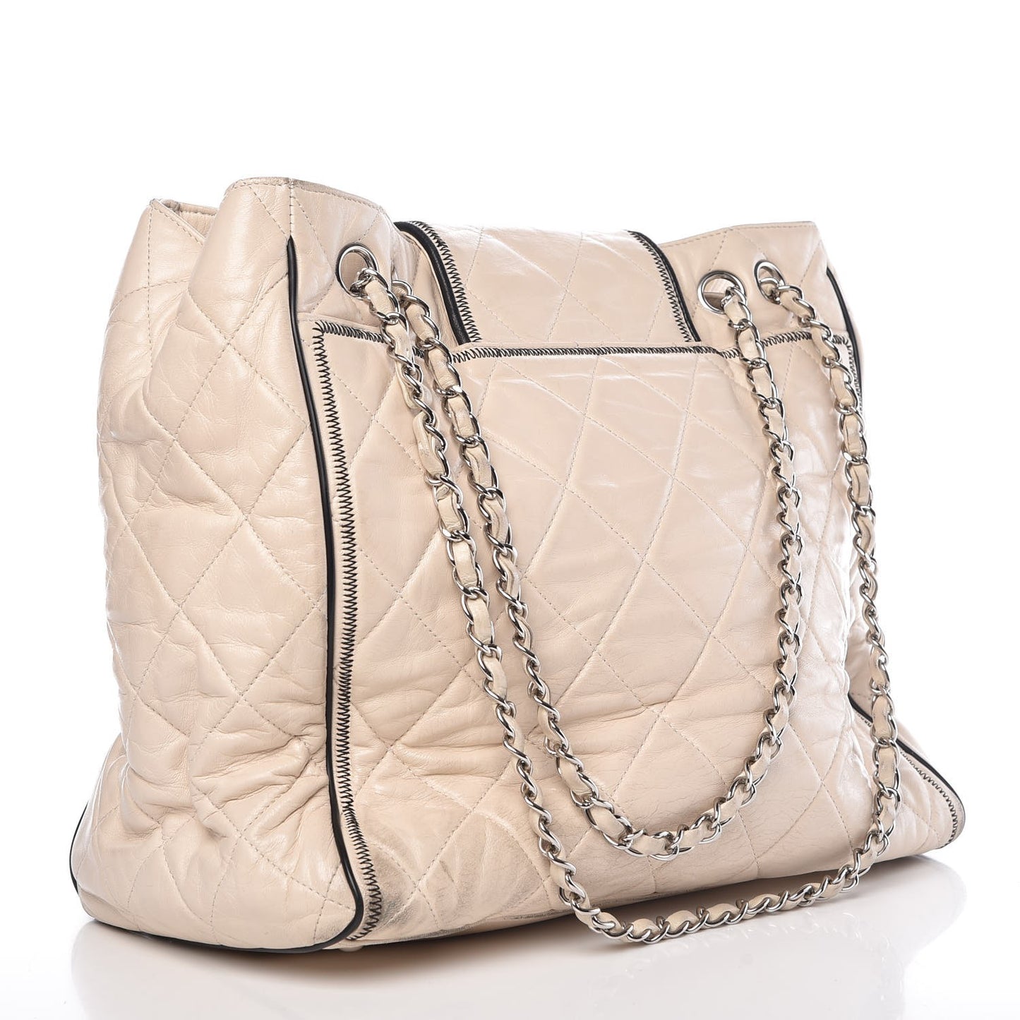 Lambskin Quilted East West Tote Beige