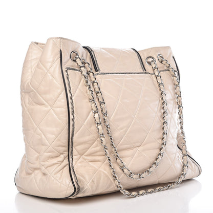 Chanel Lambskin Quilted East West Tote Beige 3 of 20