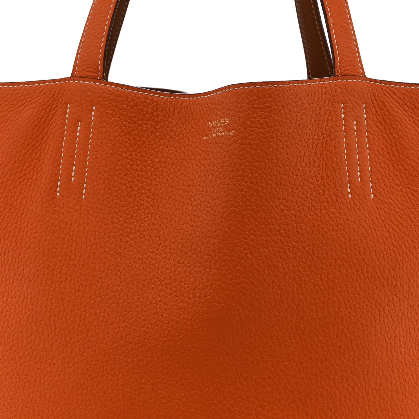 Taurillon Clemence Double Sens 45 Reversible Tote Orange Gold
