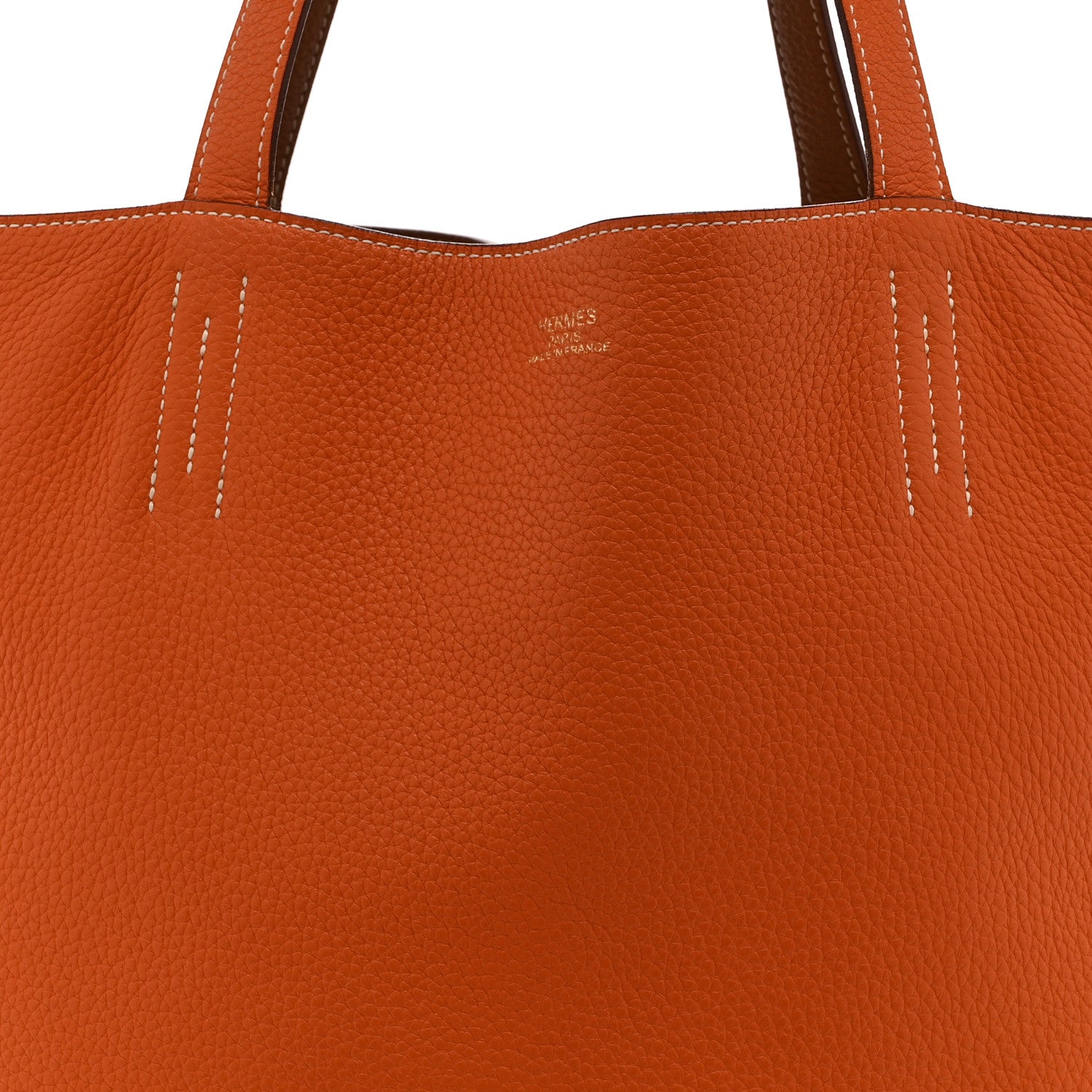 Hermes Taurillon Clemence Double Sens 45 Reversible Tote Orange Gold 13 of 21