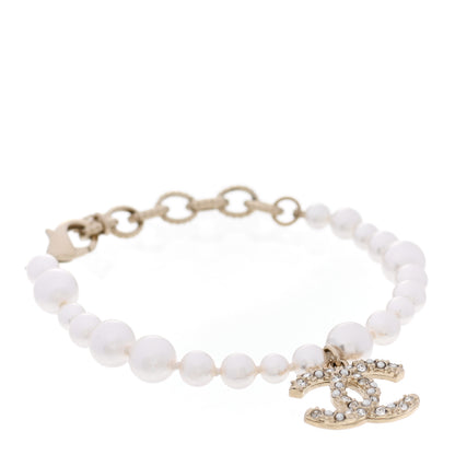 Chanel Pearl Crystal CC Bracelet Gold 1 of 4
