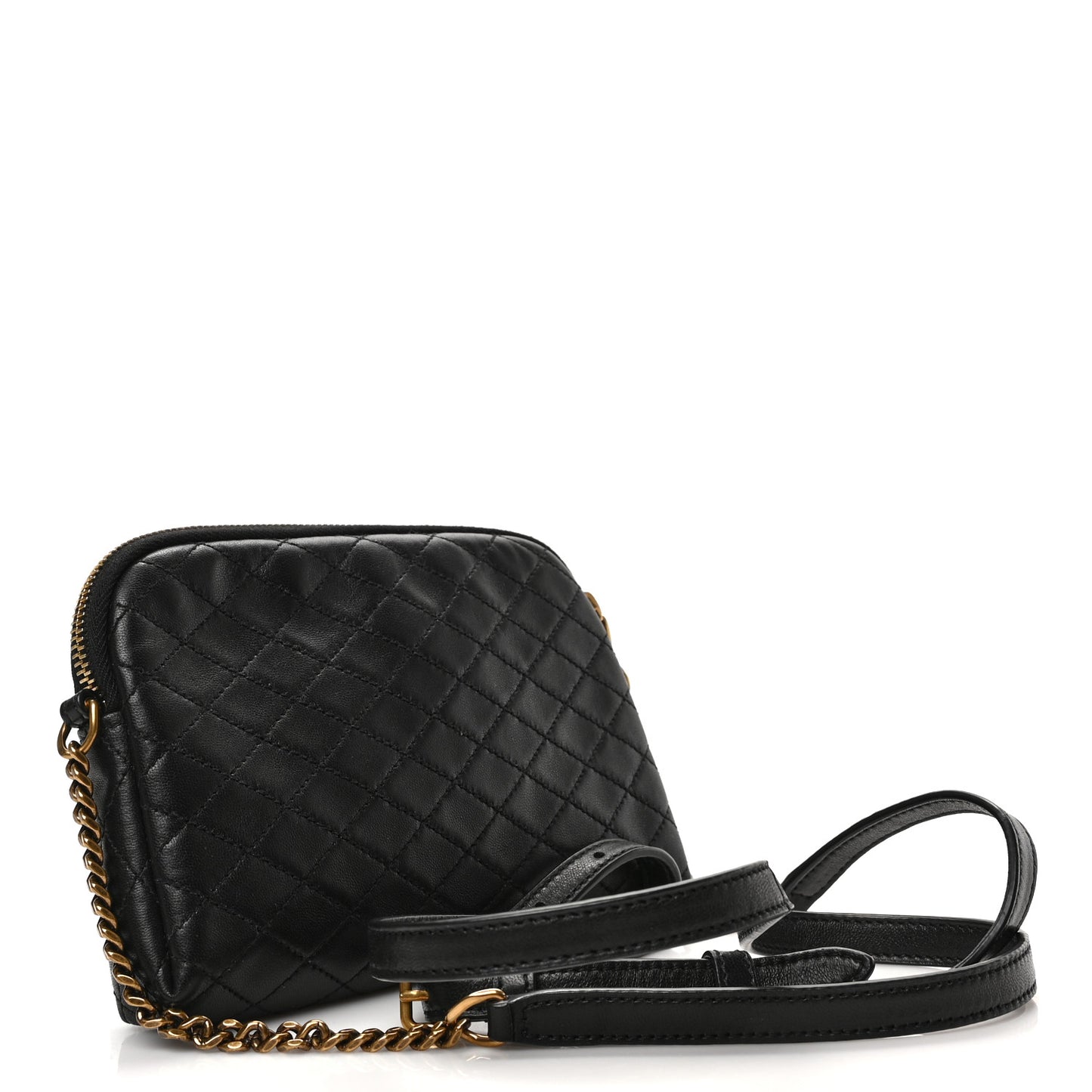 Lambskin Quilted Gaby Zipped Pouch Black