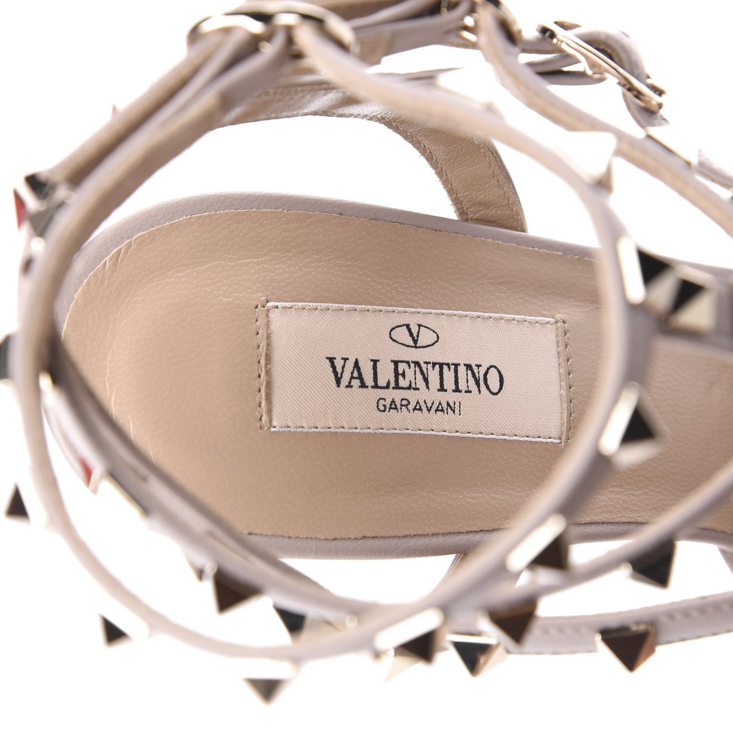 Calfskin Nappa Rockstud Ankle Strap 65mm Pumps 40 Black Poudre