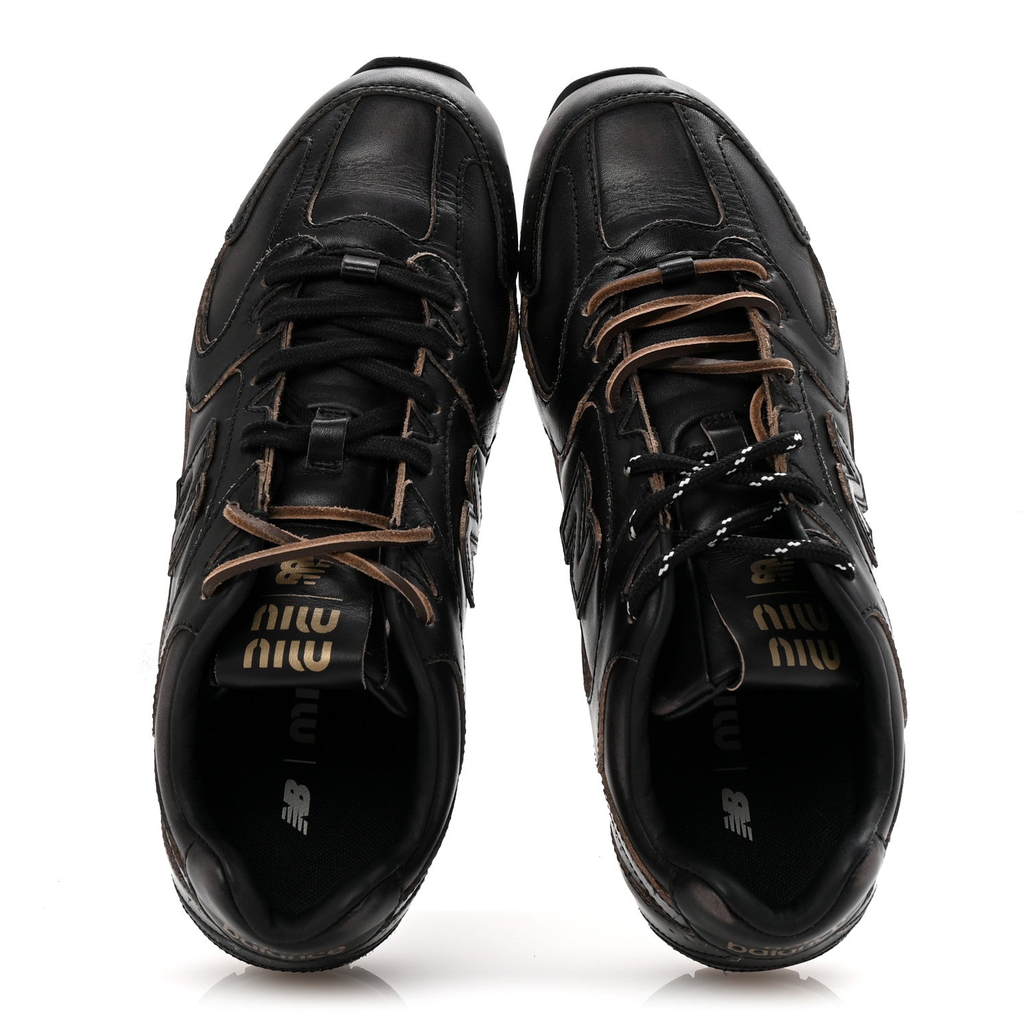 Miu Miu X NEW BALANCE Vitello Deco 530 SL Sneakers 38.5 Black 2 of 9