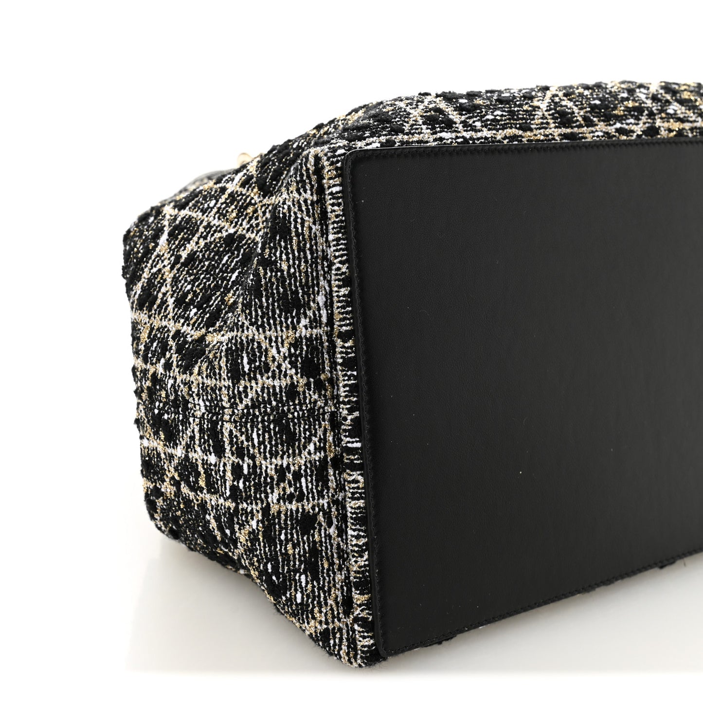 Calfskin Tweed Cannage Medium Toujours Black Gold White