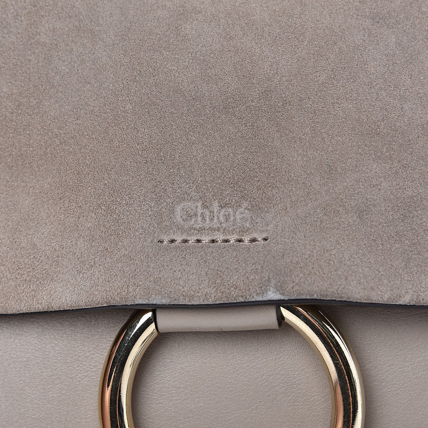 Suede Calfskin Small Faye Shoulder Bag Motty Grey