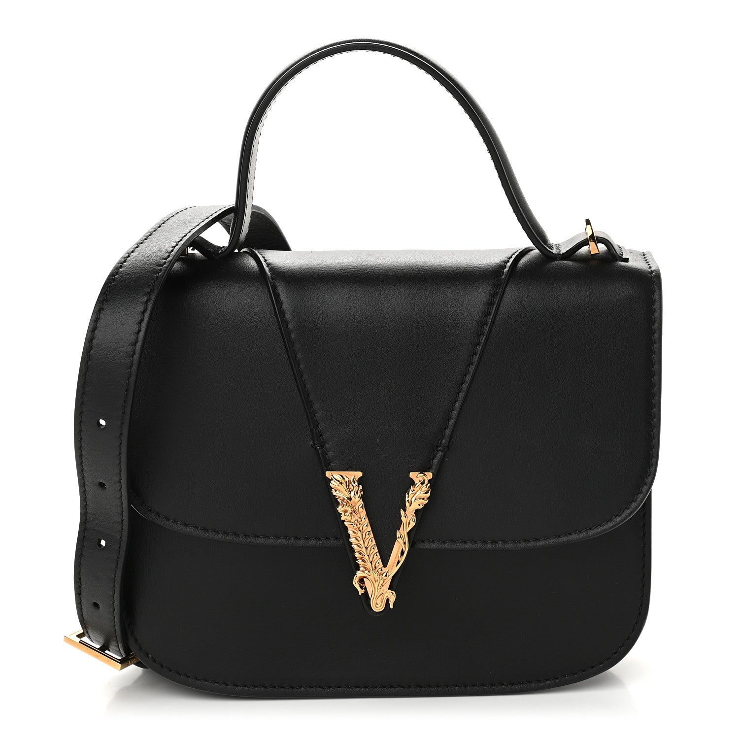 Versace Vitello Barocco Virtus Small Top Handle Shoulder Bag Black 1 of 7