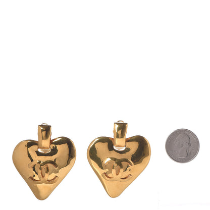 Chanel CC Heart Clip On Earrings Gold 2 of 7