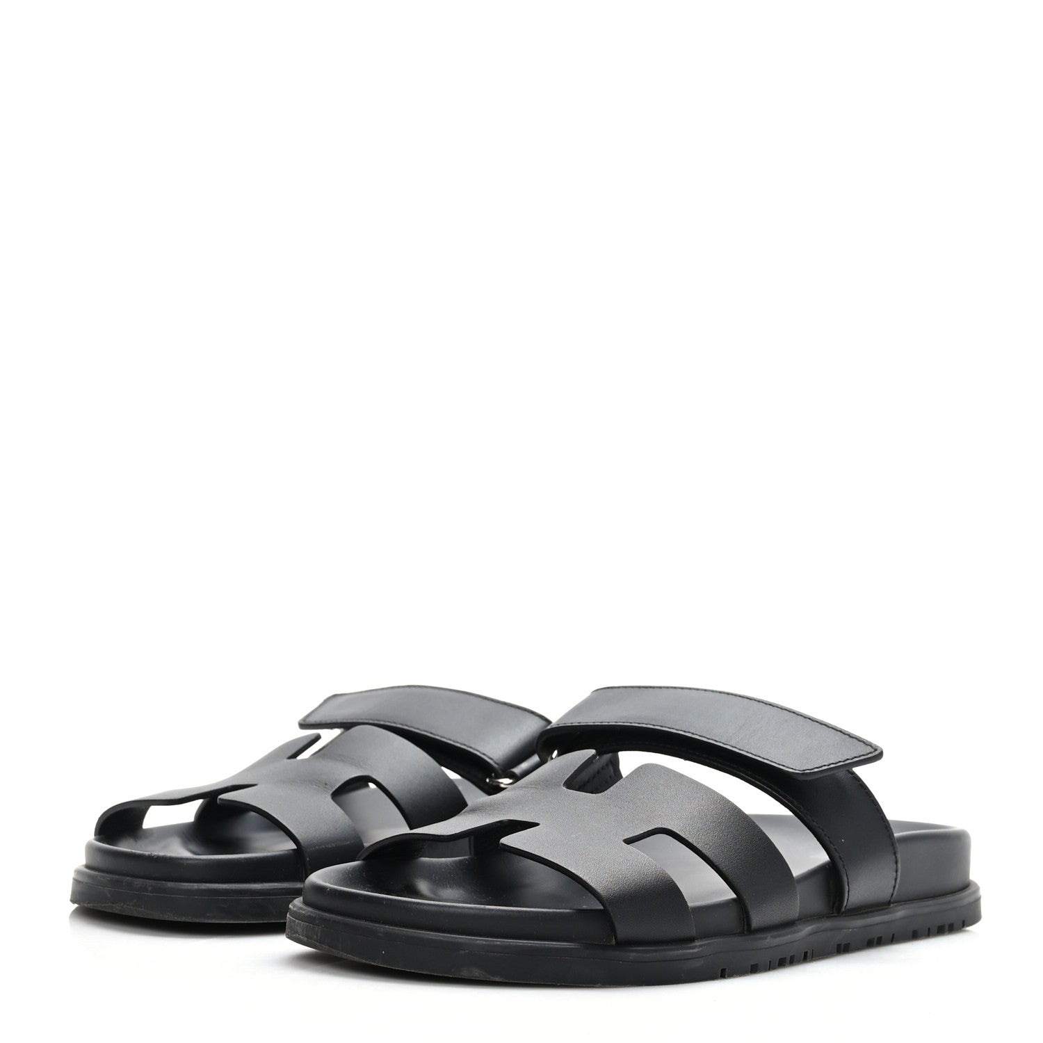 Hermes Calfskin Womens Chypre Sandals 36.5 Black 3 of 9