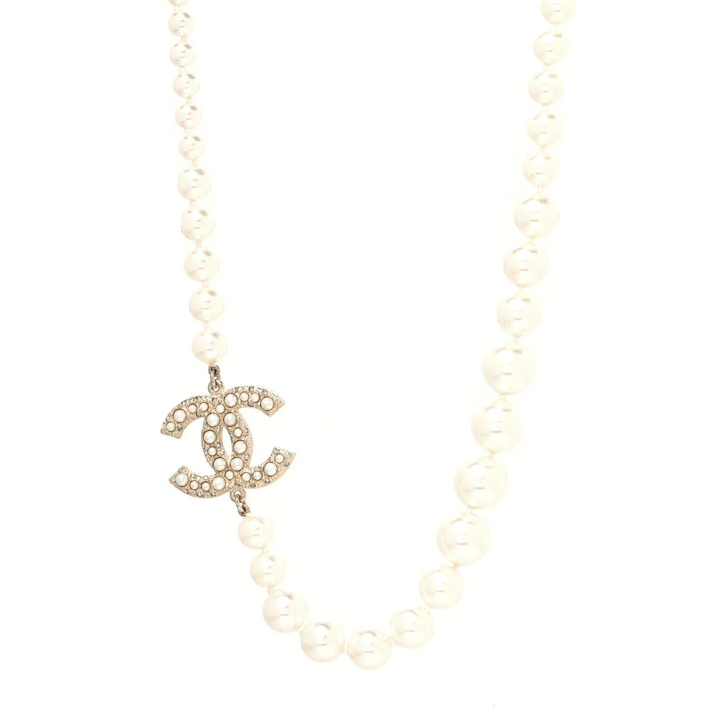 Pearl CC 100th Anniversary Necklace Light Gold