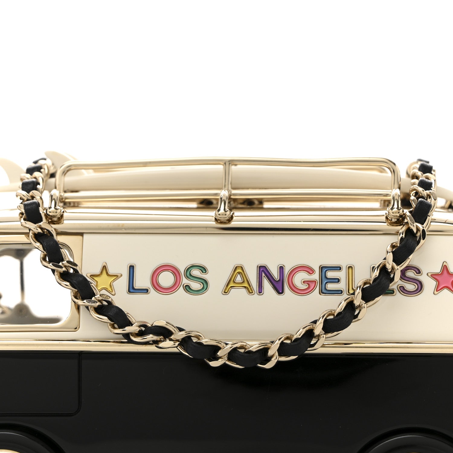 Chanel Resin Crystal Los Angeles Mini Van Minaudiere Black White 9 of 11