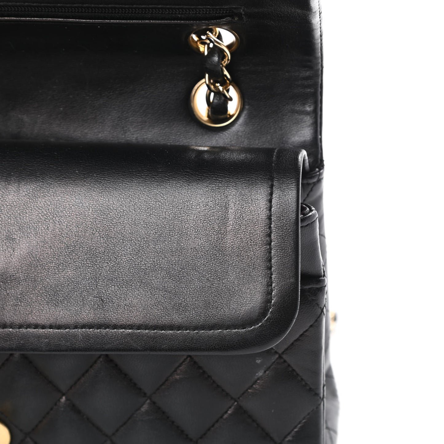 Lambskin Quilted Medium Double Flap Black