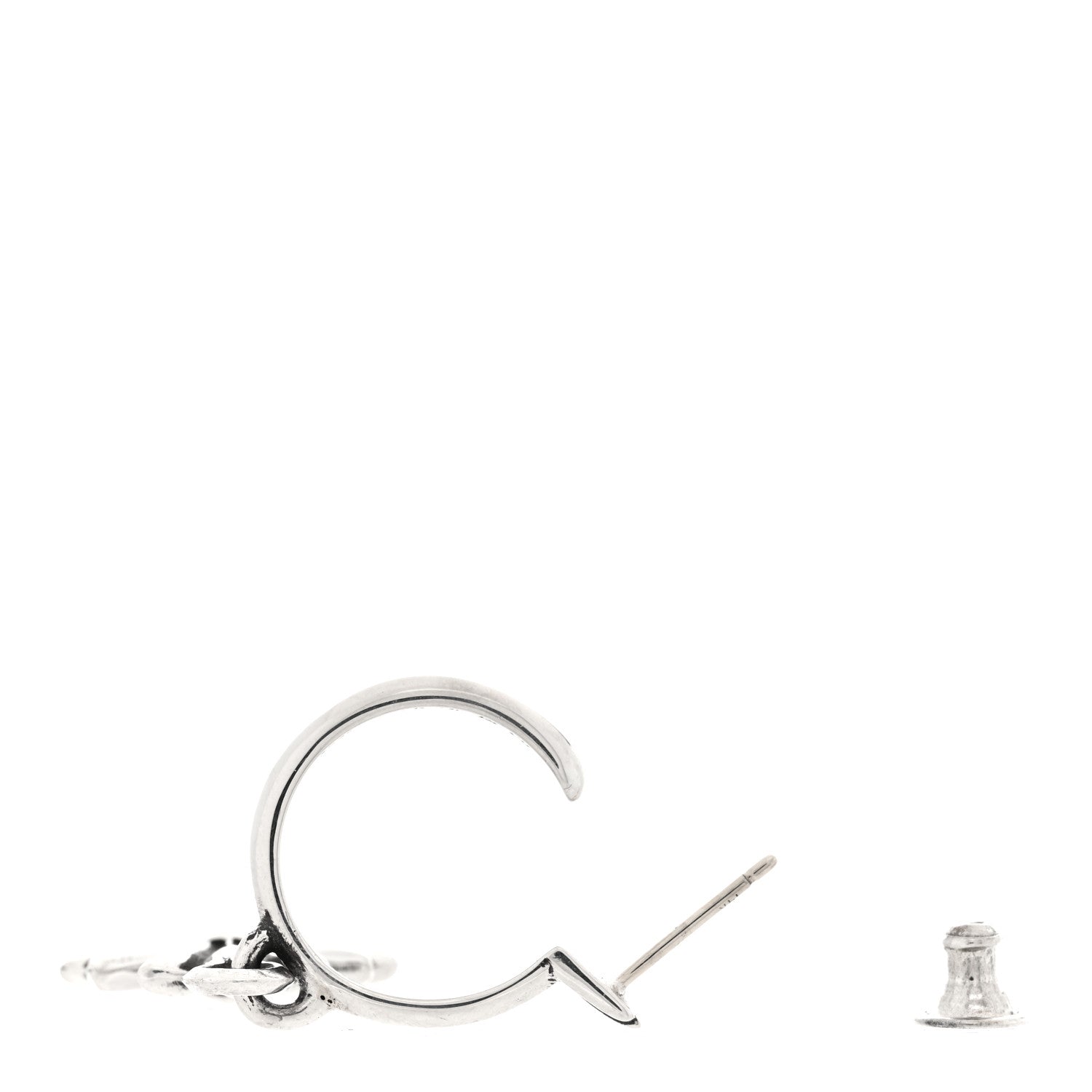 Chrome Hearts Sterling Silver Tiny CH Cross Hoop Drop Single Earring 3 of 5