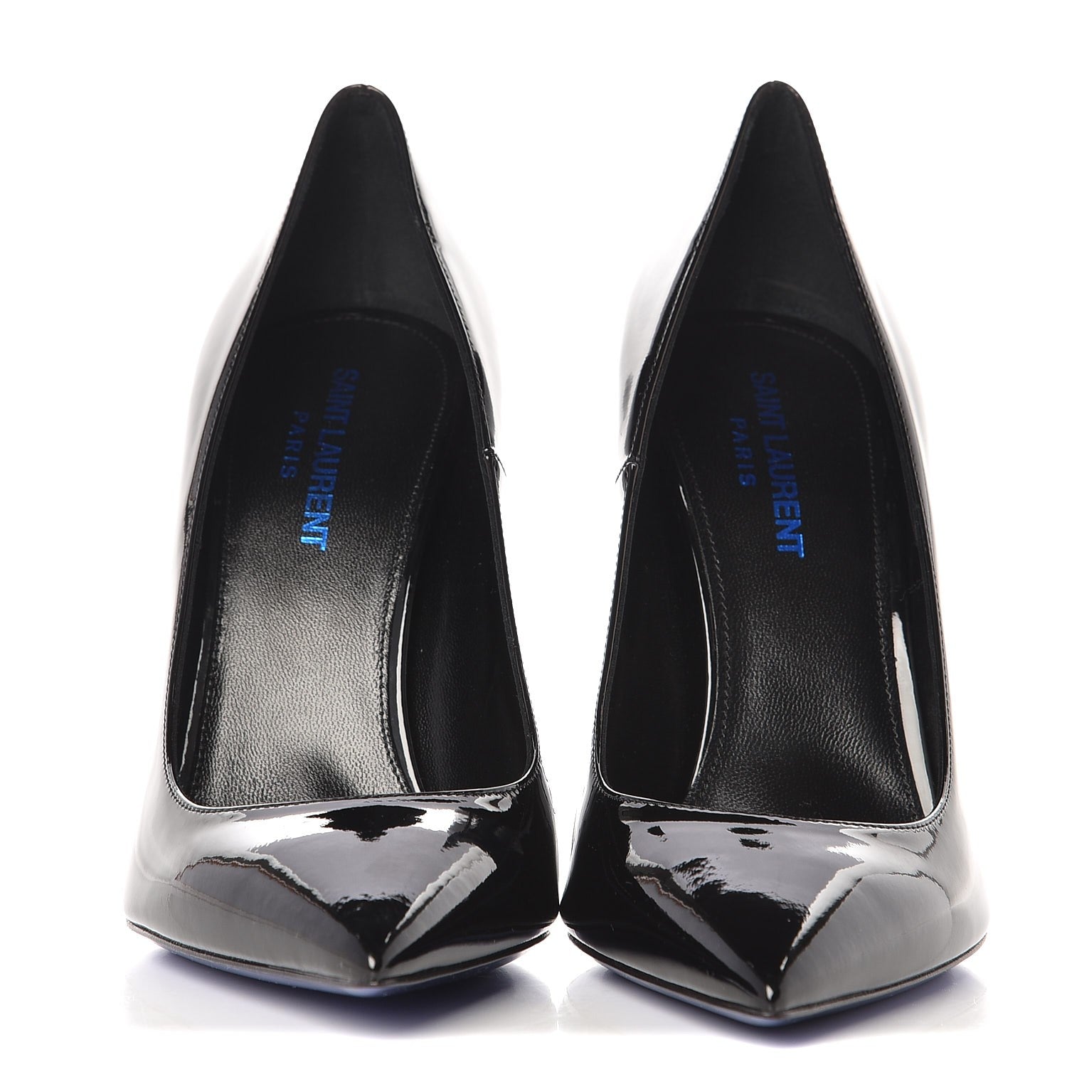 Saint Laurent Patent Opyum 100 Pumps 38 Black Blue Metal 2 of 9