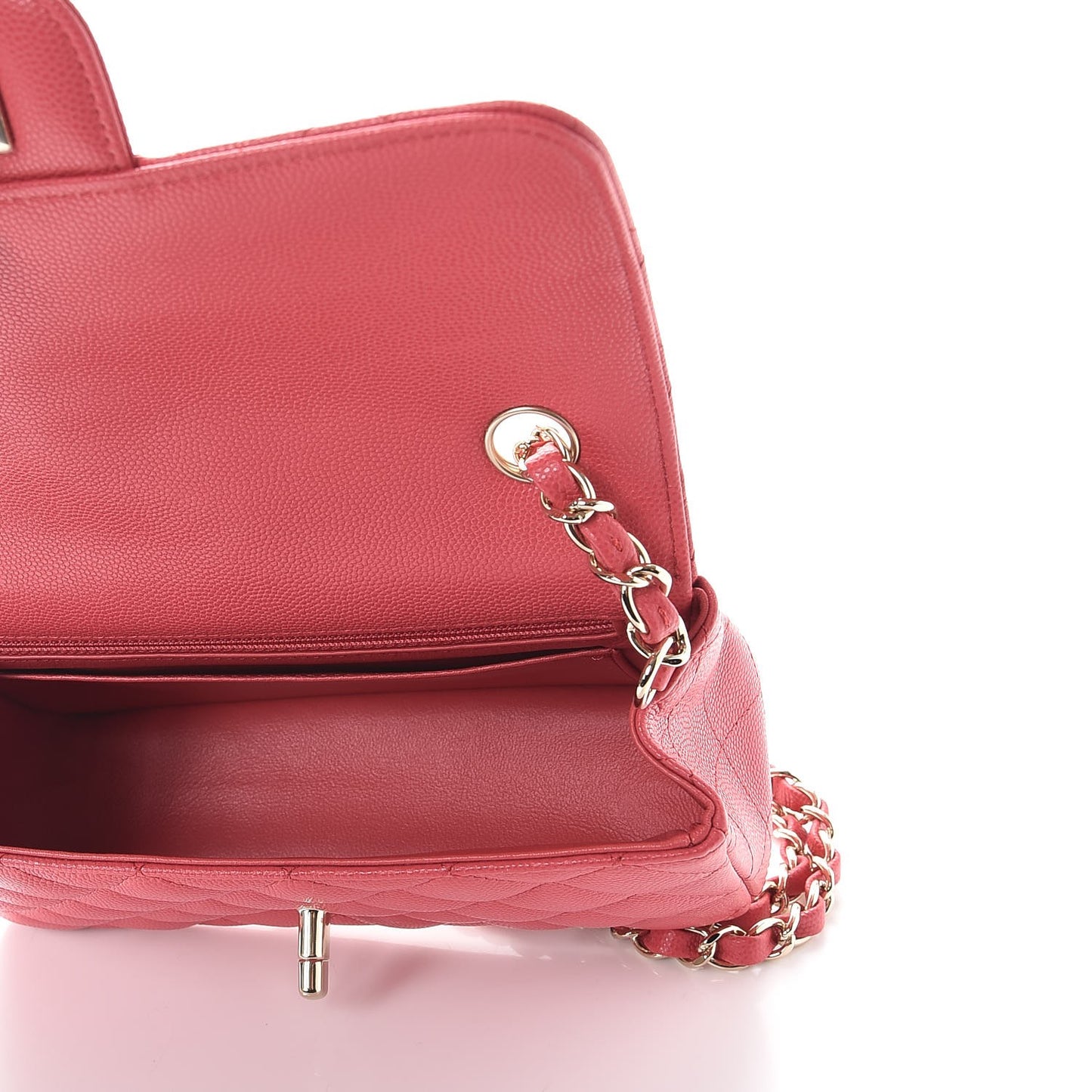 Caviar Quilted Mini Rectangular Flap Dark Pink